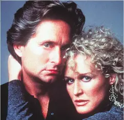  ??  ?? Michael Douglas and Glenn Close in the all-time favourite cheating-is-bad film, Fatal Attraction.