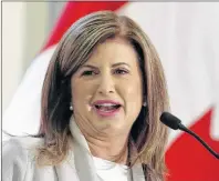  ?? CP PHOTO ?? Conservati­ve Interim leader Rona Ambrose speaks in Ottawa on Tuesday May 16, 2017. The Trudeau government has tapped former interim Conservati­ve leader Ambrose to give advice on the imminent renegotiat­ion of the North American Free Trade Agreement.