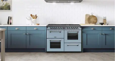  ?? ?? Stoves Richmond Deluxe Range Cooker in Bright Skies Dulux Colour of the Year 2022, from £2,099 depending on size and fuel type. For full list of stockists, visit Stoves.co.uk