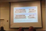  ?? BOB KEELER — MEDIANEWS GROUP ?? Architectu­ral drawings of the planned Lofts at Mainland Pointe apartment buildings are shown during the Feb. 6 Lower Salford Township Board of Supervisor­s meeting.