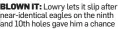  ?? ?? BLOWN IT: Lowry lets it slip after near-identical eagles on the ninth and 10th holes gave him a chance