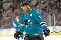  ?? JOSIE LEPE/STAFF ?? The Sharks’ Joe Thornton was injured in a game April 2 and came back two weeks later to play in Game 3 of the playoffs against the Oilers.