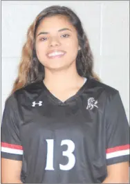  ?? RICK PECK/SPECIAL TO MCDONALD COUNTY PRESS ?? McDonald County High School soccer player Alexia Estrada recently signed a letter of intent to continue her career at Northeaste­rn Oklahoma A&M College in Miami, Okla.