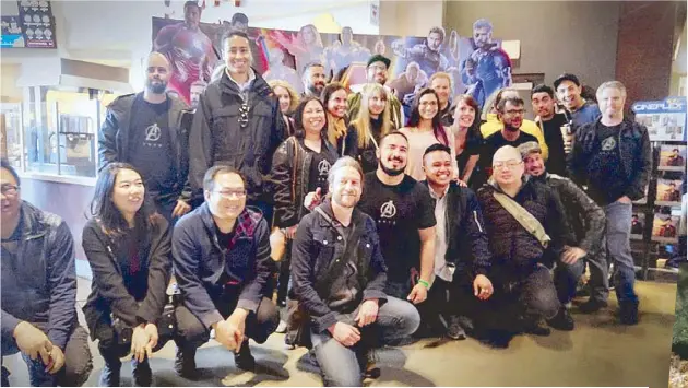  ??  ?? Jo Ann Cordero-Belen (front row, second from left) with the Method Studios visual-effects crew of Avengers: Infinity War…