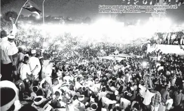  ??  ?? Sudanese protesters gather for a mass protest in front of the Defence Ministry in Khartoum. — Reuters photo