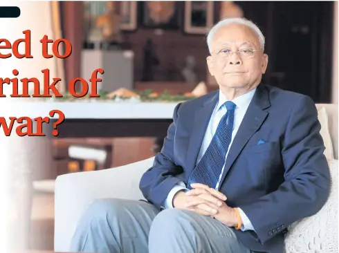  ?? PORNPROM SATRABHAYA ?? Suthep Thaugsuban, the former leader of the People’s Democratic Reform Committee (PDRC), weighs in on the current political situation in a special interview with the Bangkok Post at the Pacific City Club in the capital’s Sukhumvit area.