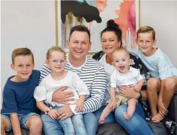  ?? Picture: PETER RISTEVSKI ?? Sean and Brooke O’ Leary with children Hudson, 9, Ruby 5, Quinn, 1 and Nash, 6.