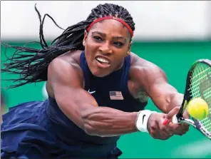  ?? AP FILE ?? Serena Williams of the US stretches for a return against Australia’s Daria Gavrilova at the Rio Olympics on Aug 7. Williams, 34, is the top seed at the US Open, which starts on Monday.