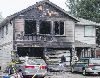  ?? DARREN STONE, TIMES COLONIST ?? The cause of Friday’s fire at 820 High Forest Place is under investigat­ion.