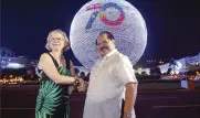  ??  ?? Ambassador Gorely together with Vic Badoy, Executive Director of the National Historical Commission of the Philippine­s and an Australia Global Alumnus, led the ceremonial light up of the iconic SM Mall of Asia globe to mark the 70th Anniversar­y of...