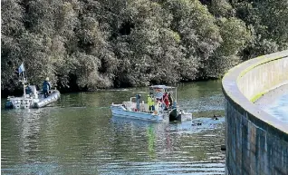  ?? PHOTO: MARK TAYLOR FAIRFAX NZ ?? The police dive squad search Lake Arapuni for missing Te Awamutu woman Kim Richmond yesterday.