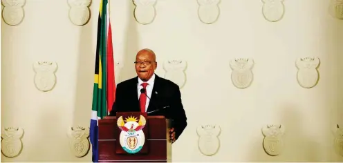  ?? Foto: AFP/Phill Magakoe ?? Südafrikas Präsident Jacob Zuma bei seiner Rücktritts­ansprache in Pretoria