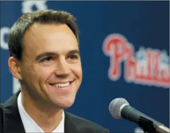  ?? AP PHOTO/MATT ROURKE ?? Philadelph­ia Phillies general manager Matt Klentak is beginning to see from the delayed rebuild under the previous front-office regime. positive results