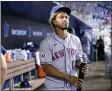  ?? LYNNE SLADKY — THE ASSOCIATED PRESS FILE ?? In this Thursday, Aug. 5, 2021, file photo, New York Mets’ Francisco Lindor looks from the dugout before a game against the Marlins in Miami.
