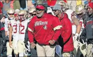  ?? [AP PHOTO/BILL SIKES] ?? Florida State interim head coach Odell Haggins shouts instructio­ns from the sideline during last Saturday's win at Boston College.