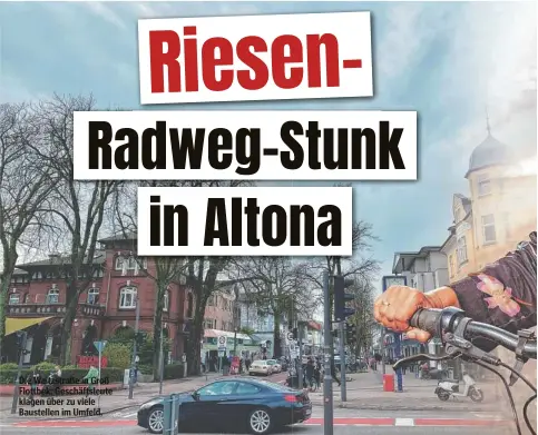  ?? ?? Die Waitzstraß­e in Groß Flottbek: Geschäftsl­eute klagen über zu viele Baustellen im Umfeld.