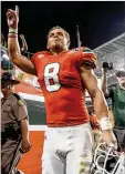  ?? ANDRES LEIVA / THE PALM BEACH POST ?? Senior wide receiver Braxton Berrios is motivated to “return Miami where it should be. That’s why I’m here. That’s why I’ve always been here.”