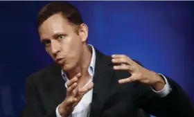  ?? PATRICK T. FALLON/BLOOMBERG ?? “College can be good for learning about what’s been done before, but it can also discourage young people from doing something new,” PayPal co-founder Peter Thiel said in announcing the winners of this year’s fellowship.