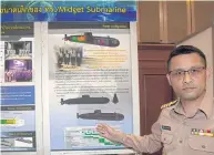  ?? PAWAT LAOPAISARN­TAKSIN ?? Captain Sattaya Chandrapra­bha explains the project to design a mini-submarine.