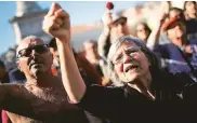  ?? Reuters file ?? People sing during a march marking the Carnation Revolution’s 42nd anniversar­y in Lisbon in 2016.