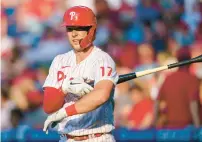  ?? ?? Rhys Hoskins has batted leadoff in 10 of the past 11 games.