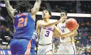  ?? Andy Lyons / Getty Images ?? New Haven’s Tremont Waters (3) and the LSU Tigers will be the first-round opponent for Yale in the NCAA tournament on Thursday in Jacksonvil­le, Fla.