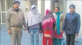  ?? HT PHOTO ?? A man and woman arrested in Bhiwani on Tuesday for demanding ₹6.5 lakh and a plot from a Tosham youth to withdraw a ‘false’ rape case.