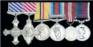  ??  ?? Flying Cross, Air Force Cross and campaign medals of Sqn Ldr Duncan, below