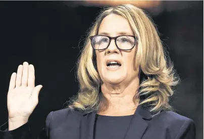  ??  ?? Testimony: Dr Blasey Ford’s allegation­s have riven American society