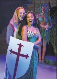  ?? Lance Evans / Contribute­d photo ?? Troy Bruchwalsk­i as Sir Dennis Galahad and Leslie Jackson as the Lady of the Lake in “Spamalot.”