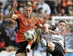  ?? ?? TOP TERRORS: Glenn Middleton tries to escape the grip of Nick Mcallister of Ayr United; Louis Moult celebrates; Sam Mcclelland and the Honest Men’s Jamie Murphy.