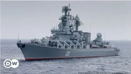  ?? ?? Russia and Ukraine have offered conflictin­g accounts about the status of Moscow's flagship in the Black Sea