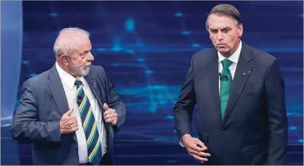  ?? ?? BRASIL. El expresiden­te Jair Bolsonaro y el presidente Luiz Inácio Lula da Silva durante el debate previo al balotaje en noviembre.