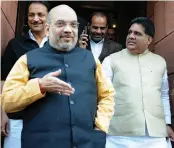  ?? — G. N. JHA ?? BJP president Amit Shah leaves after the Winter Session of the Parliament in New Delhi on Tuesday.