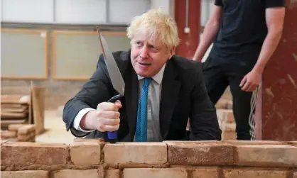  ?? Photograph: Finnbarr Webster/Getty Images ?? Johnson during his visit to Exeter College, where he announced a ‘lifetime skills guarantee’ for any adult without A-levels.