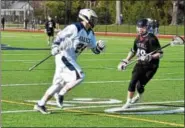  ?? RICK CAWLEY — FOR DIGITAL FIRST MEDIA ?? Penn Charter’s Luke Stansfield, who scored two goals, makes a move on goal.