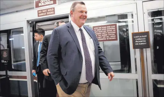  ?? J. Scott Applewhite The Associated Press ?? President Donald Trump on Saturday called on Sen. Jon Tester, D-Mont., to resign. Tester’s assembled allegation­s helped topple Veterans Administra­tion nominee Ronny Jackson’s candidacy.