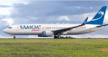  ??  ?? Samoa Airways Boeing 737-800 is leased from Iceland Air.