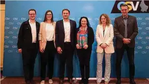  ?? Foto: Gilles Kayser ?? Die CSV-Kandidaten für die EU-Wahlen heißen Metty Steinmetz, Martine Kemp, Christophe Hansen, Isabel Wiseler, Mélanie Grün und Guy Breden (v.l.n.r.).