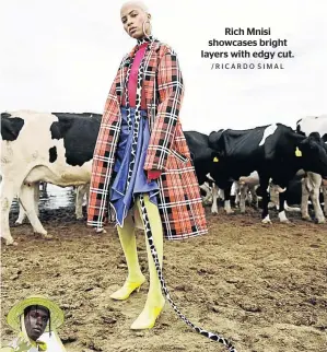  ?? /RICARDO SIMAL ?? Rich Mnisi showcases bright layers with edgy cut.