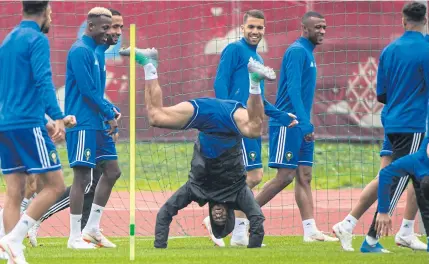  ?? AFP ?? Morocco players take part in a training session in Russia ahead of the World Cup.