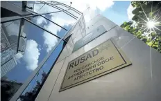  ?? THE ASSOCIATED PRESS FILES ?? After almost two years under suspension, the Russian anti-doping agency wants to show it’s capable of cleaning up a tainted sports scene. Above, a sign reads: Russian National Anti-doping Agency RUSADA on a building in Moscow, Russia.