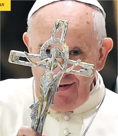  ?? GABRIEL BOUYS / AFP / GETTY IMAGES ?? Pope Francis spoke out strongly Thursday against Catholics who go to church but “exploit people,” calling them hypocrites who “scandalize others.”