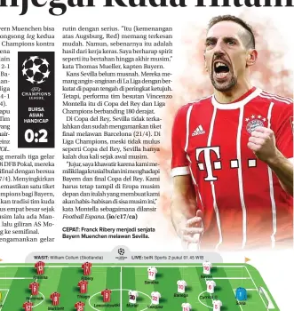  ??  ?? CEPAT: Franck Ribery menjadi senjata Bayern Muenchen melawan Sevilla.