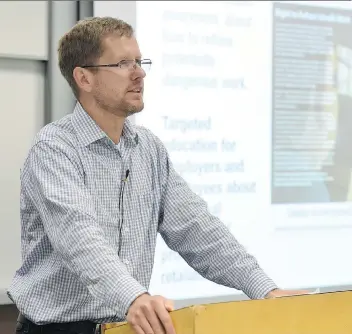  ?? DON HEALY ?? University of Regina professor Sean Tucker, who studied Workers Compensati­on Board data from across the country, says more safety inspection­s should be conducted in workplaces to ensure compliance.