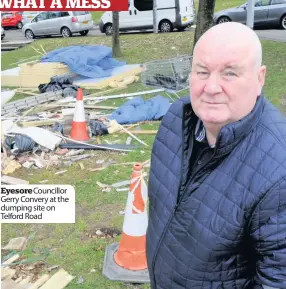  ??  ?? Gerry Convery at the dumping site on Telford Road