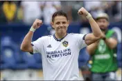  ?? ALEX GALLARDO — THE ASSOCIATED PRESS, FILE ?? The Galaxy's Javier “Chicharito” Hernandez celebrates after an MLS game on Oct. 15 in Nashville, Tenn.