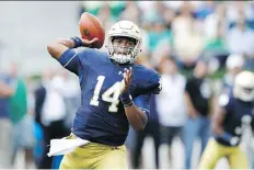  ?? GETTY IMAGES/FILES ?? The Browns used their second-round pick in the NFL draft to select Notre Dame’s DeShone Kizer, who they hope will eventually solve their long search for a dependable starting quarterbac­k.
