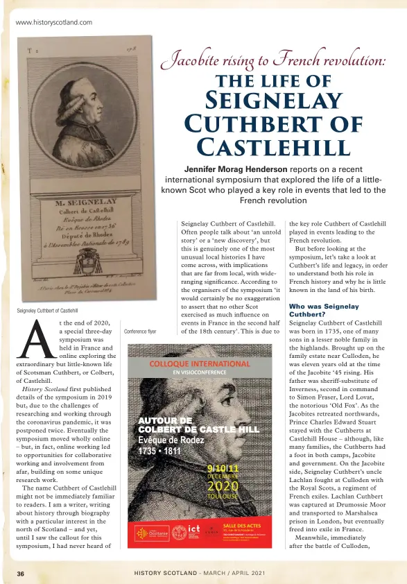  ??  ?? Seigneley Cuthbert of Castlehill
History Scotland
Conference flyer