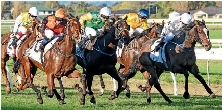  ?? RACE IMAGES ?? Slimline booms home to take the $50,000 Anzac Cup at Awapuni.